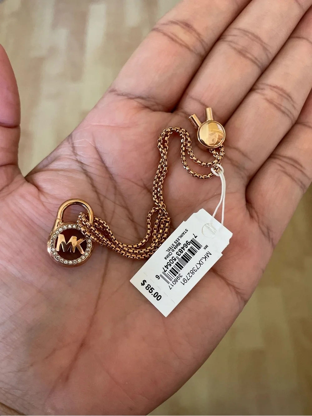 Michael Kors Rose Gold Padlock Charm Bracelet